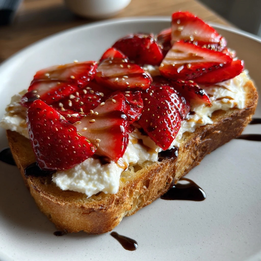 Delicious Strawberry Ricotta Toast with Honey and Fresh Mint