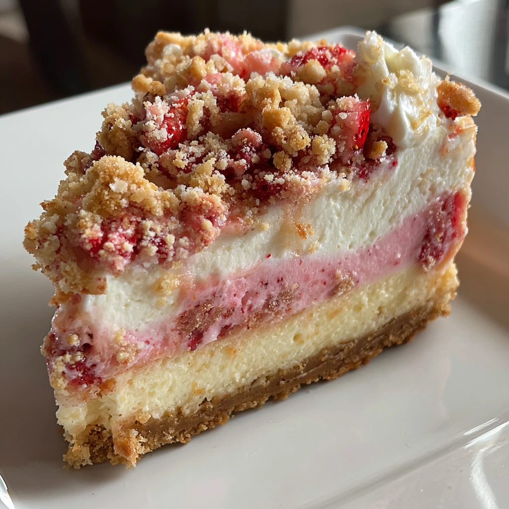 Decadent Strawberry Shortcake Cheesecake with Creamy Vanilla Whipped Topping