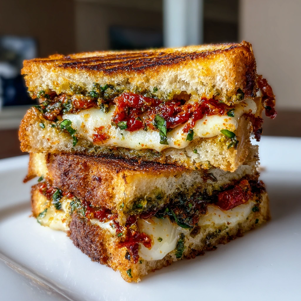 Savory Sun-Dried Tomato Pesto Grilled Cheese with Melty Cheese Bliss