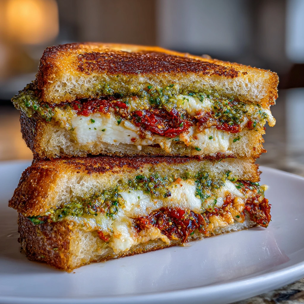 Heavenly Sun-Dried Tomato Pesto Grilled Cheese with Melty Cheese