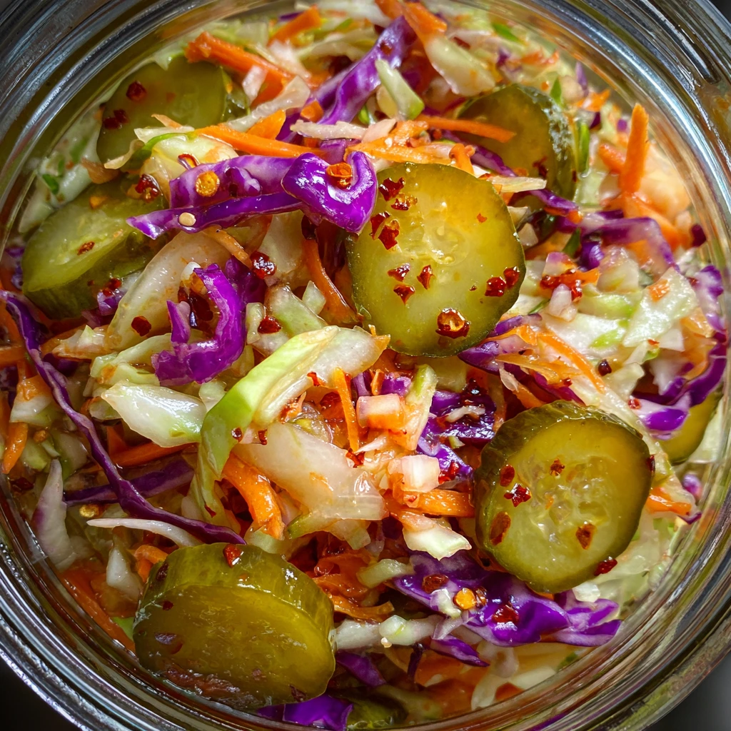 Sweet & Spicy Pickle Slaw That Steals the Show with Crunchy Vegetables