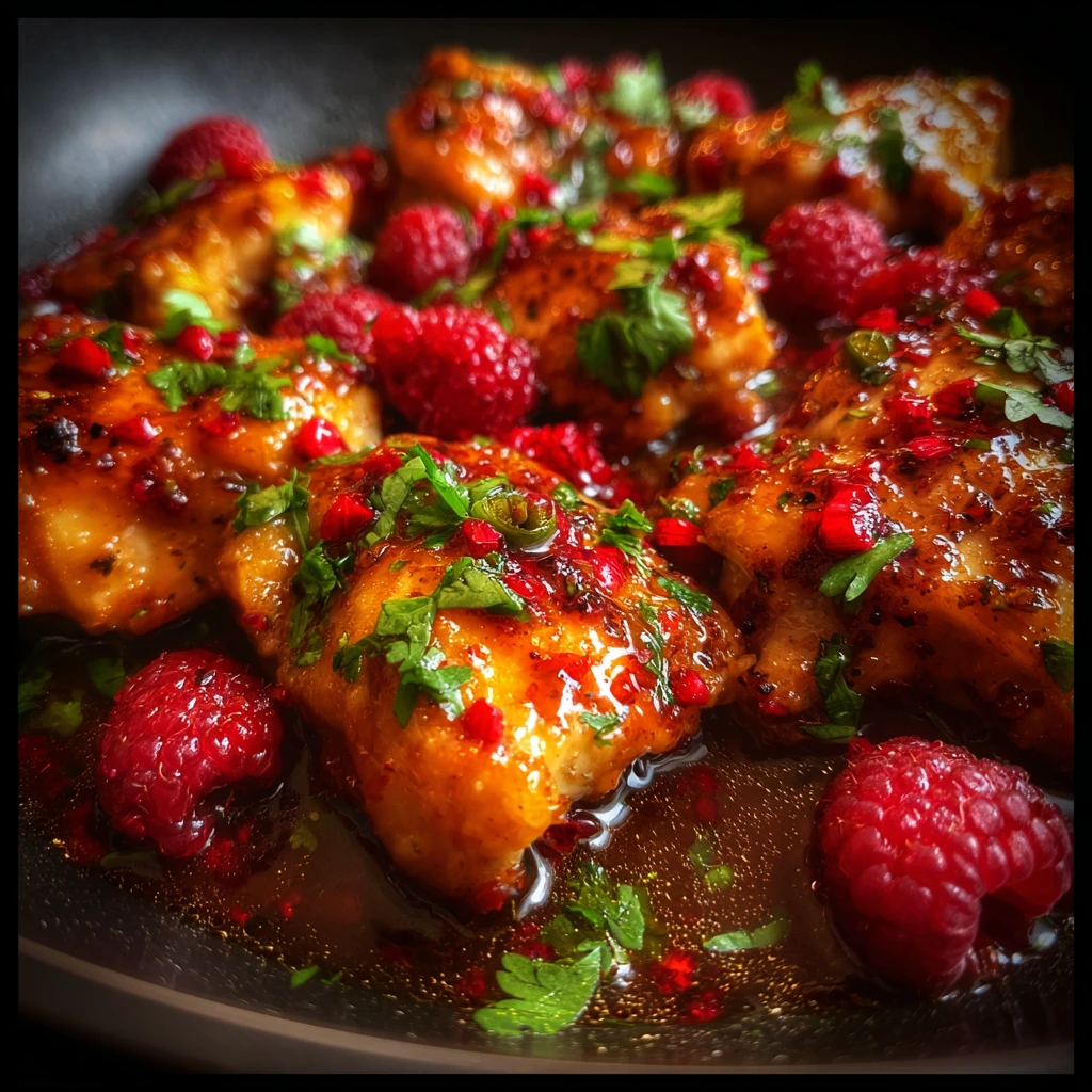 Sweet and Spicy Jalapeno Raspberry Chicken with Tangy Glaze