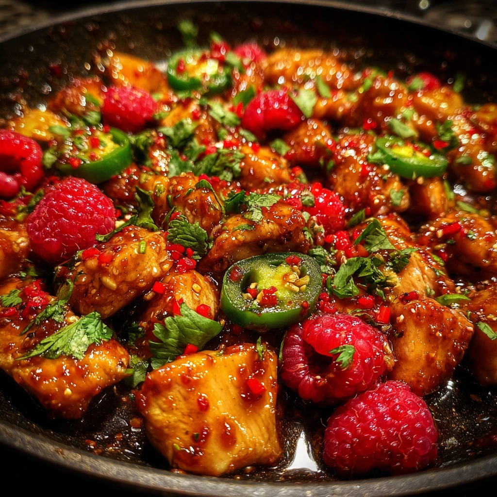Sweet and Spicy Jalapeno Raspberry Chicken with Tangy Glaze