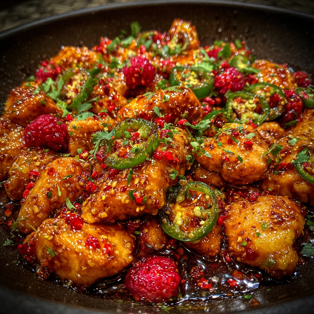 Sweet and Spicy Jalapeno Raspberry Chicken with Tangy Glaze
