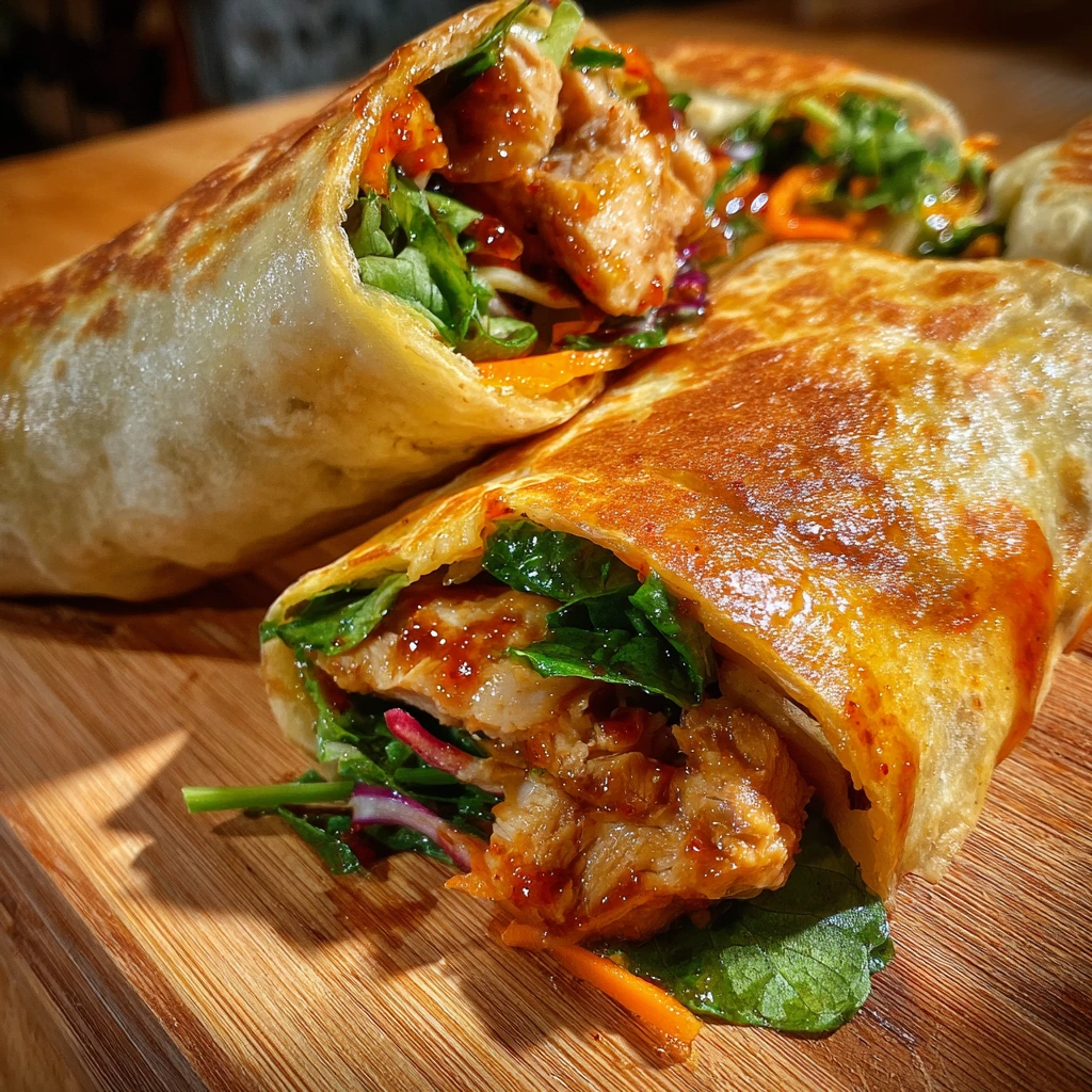 Savory Sweet Chili Chicken Wraps with Fresh Veggies and Creamy Sauce