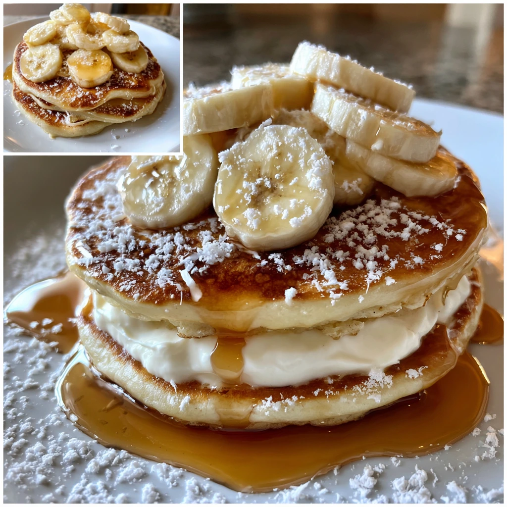 Fluffy Sweet Coconut Cream Pancakes with Tropical Toppings