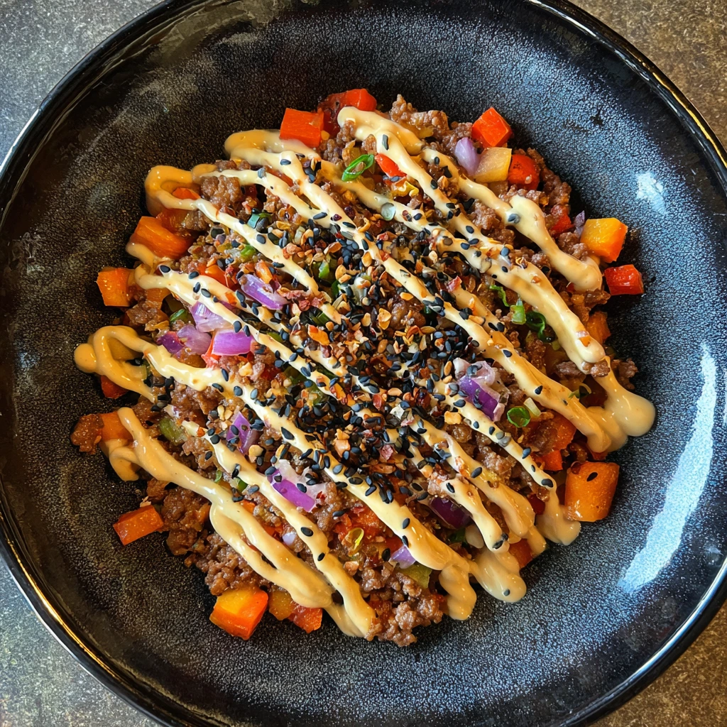 Savory Blackstone Egg Roll in a Bowl with Crispy Vegetables and Tender Chicken