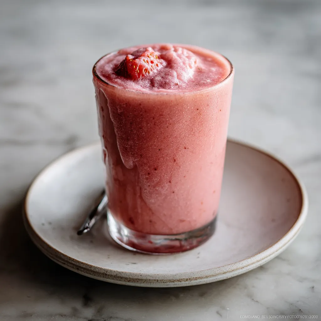 Creamy Strawberry Banana Smoothie with Greek Yogurt and Honey - Perfect Healthy Breakfast or Post-Workout Drink - tertiary view