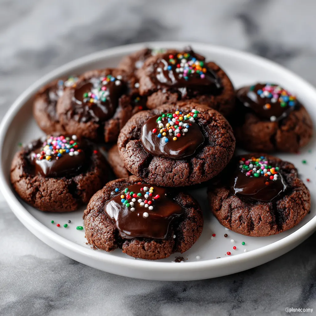 Ultimate Chocolate Sprinkle Cookies with Silky Chocolate Ganache Topping and Rainbow Decorations - secondary view