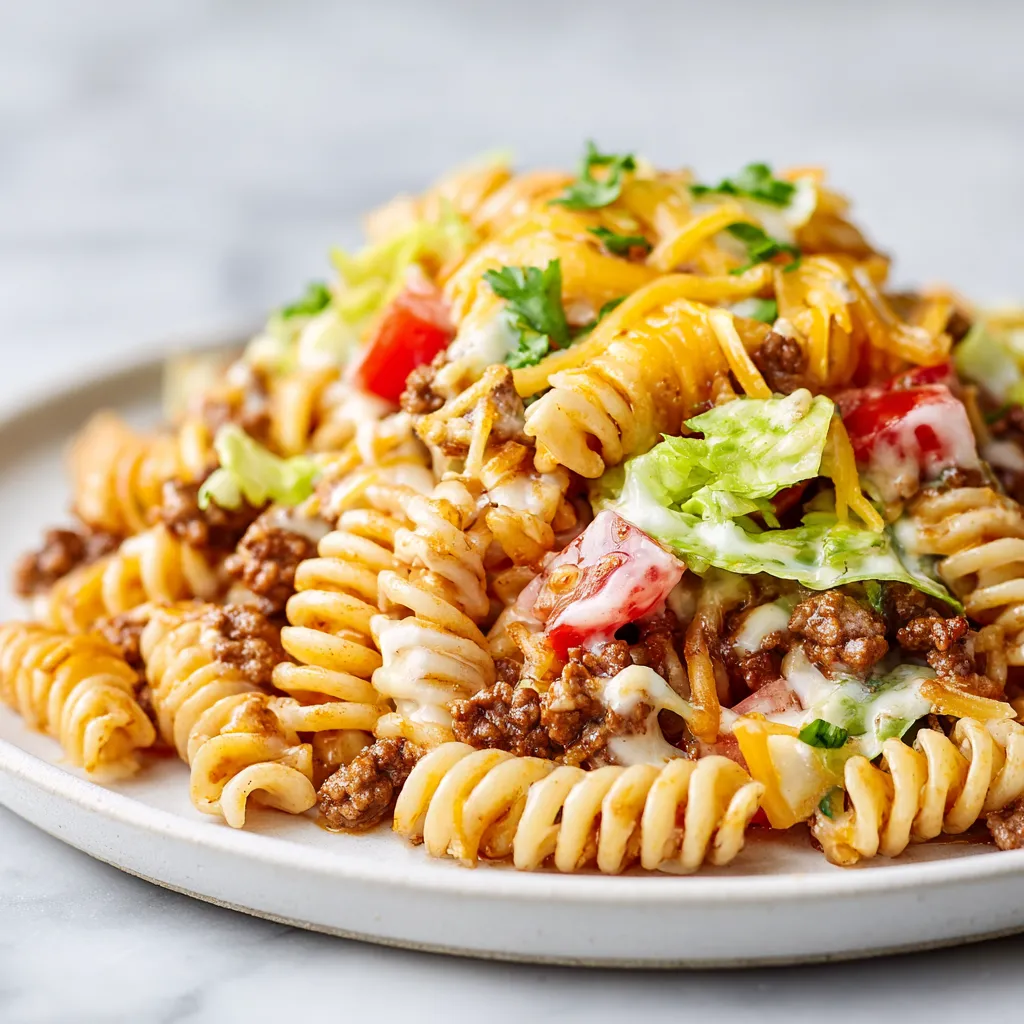Cheesy Taco Pasta Salad - Easy 20-Minute Tex-Mex Dinner with Ground Beef and Cheddar - tertiary view