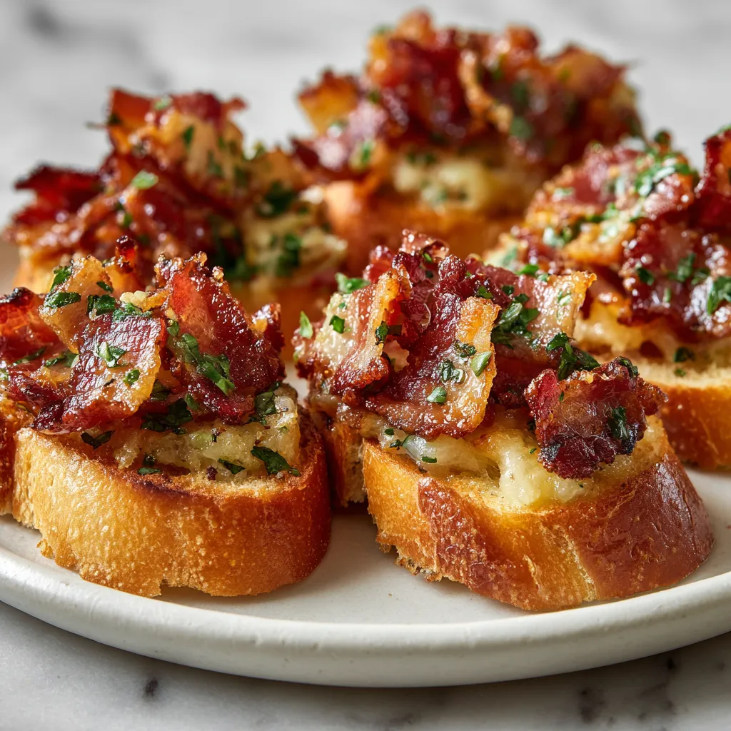 Million Dollar Bacon Crostini with Caramelized Brown Sugar Maple Glaze and Herbs - tertiary view