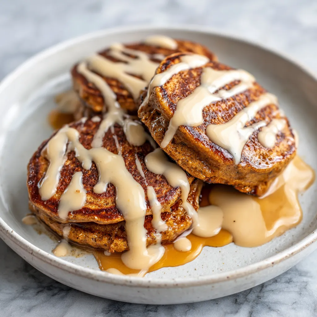 Fluffy Gingerbread Pancakes with Cream Cheese Glaze - Perfect Holiday Breakfast Recipe - tertiary view