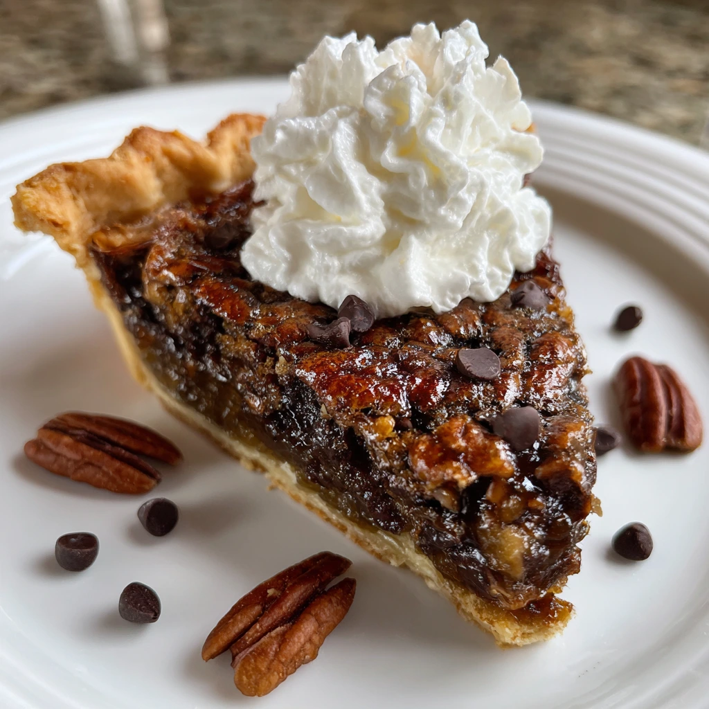 Decadent Bourbon Chocolate Pecan Pie with Silky Caramel Drizzle