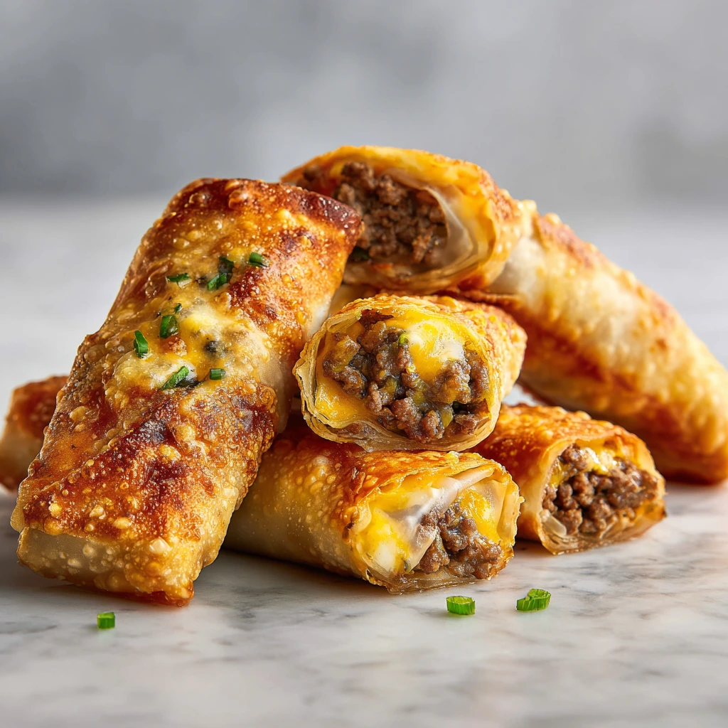 Irresistible Cheeseburger Egg Rolls with Savory Beef and Cheddar