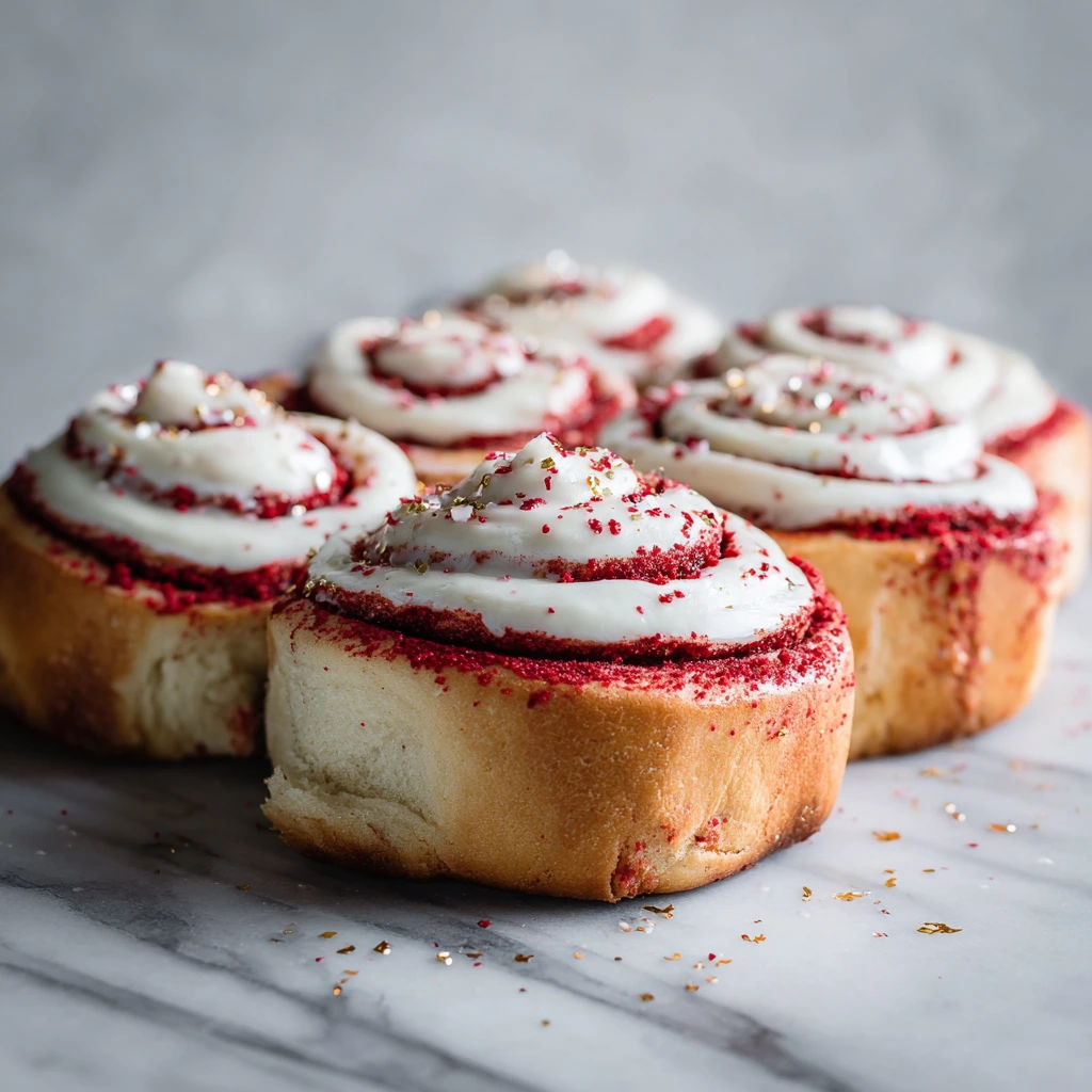 Indulgent Red Velvet Valentine's Day Cinnamon Rolls with Cream Cheese Frosting