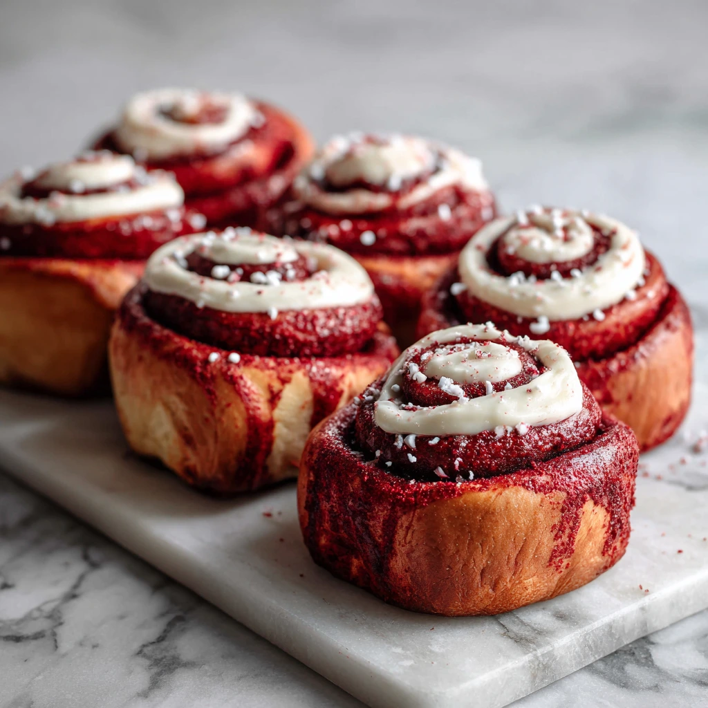 Indulgent Red Velvet Valentine's Day Cinnamon Rolls with Cream Cheese Frosting