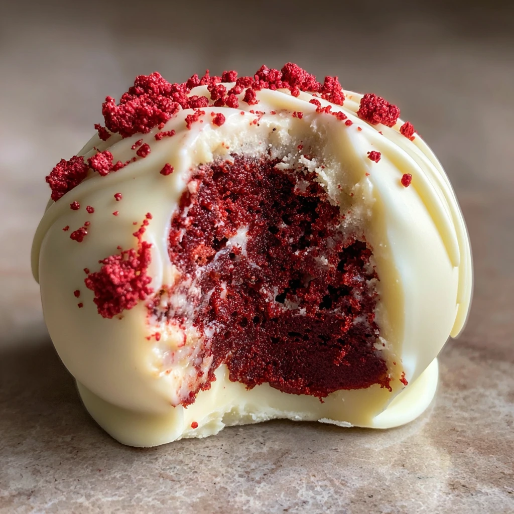 Decadently Creamy Red Velvet Cake Balls with Sweet Cream Cheese Frosting