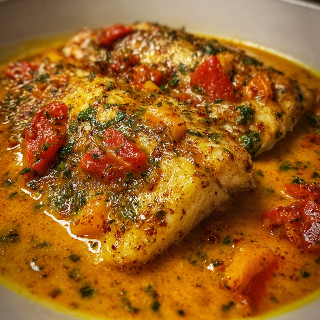 Succulent Tilapia Fillets in Flavorful Roasted Pepper Sauce