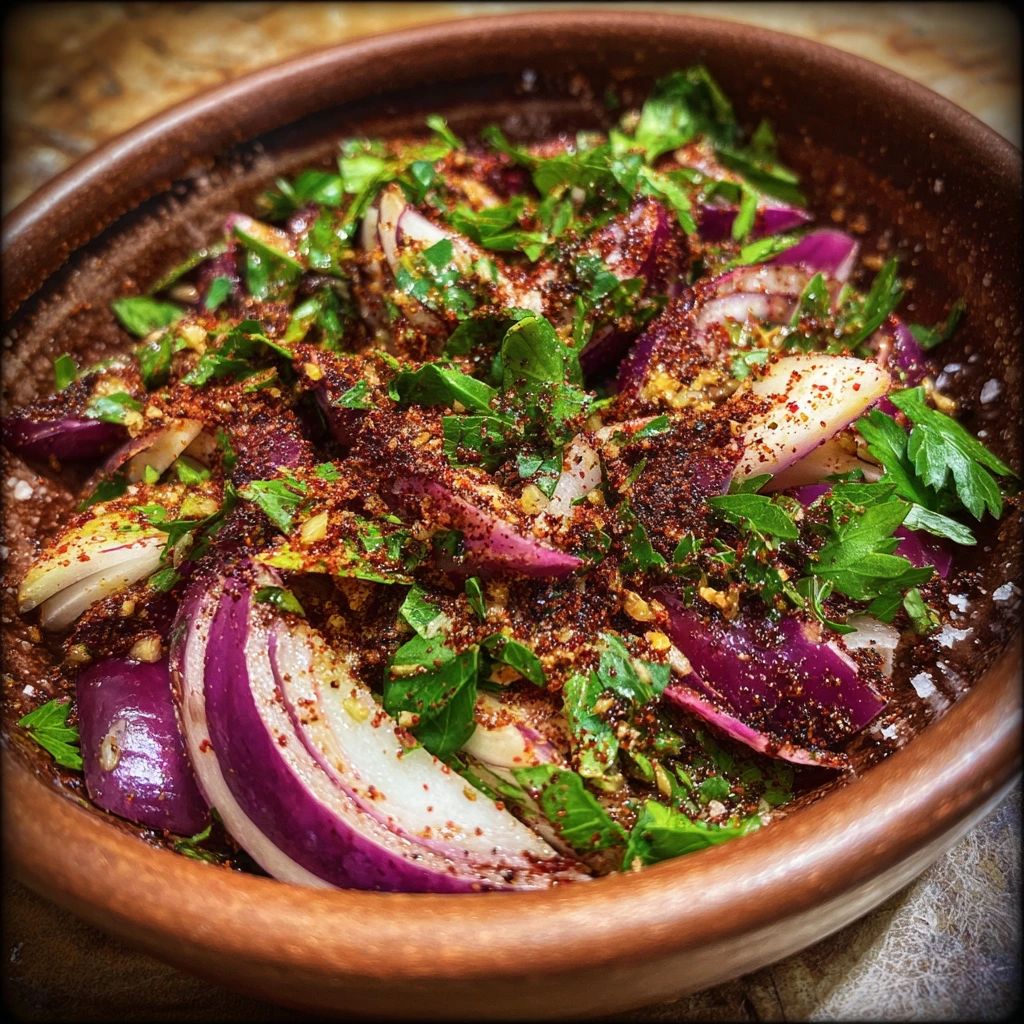 Savory Turkish Sumac Onions with Fresh Herbs and Warm Spices