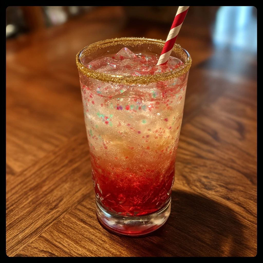 Twinkling Icicle Christmas Punch with Cranberry, Orange, and Sparkling Water