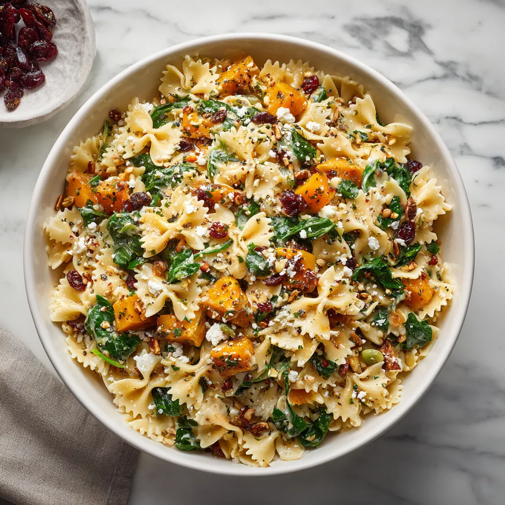 Roasted Butternut Squash and Farfalle Pasta Salad with Herbs and Parmesan - secondary view