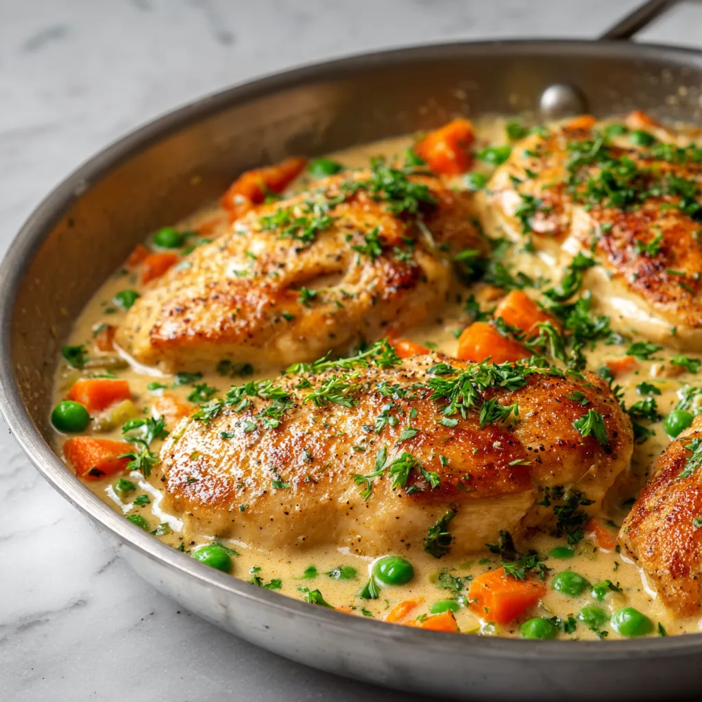 Tender Chicken Breasts in Rich Creamy Garlic Butter Sauce with Fresh Herbs - tertiary view