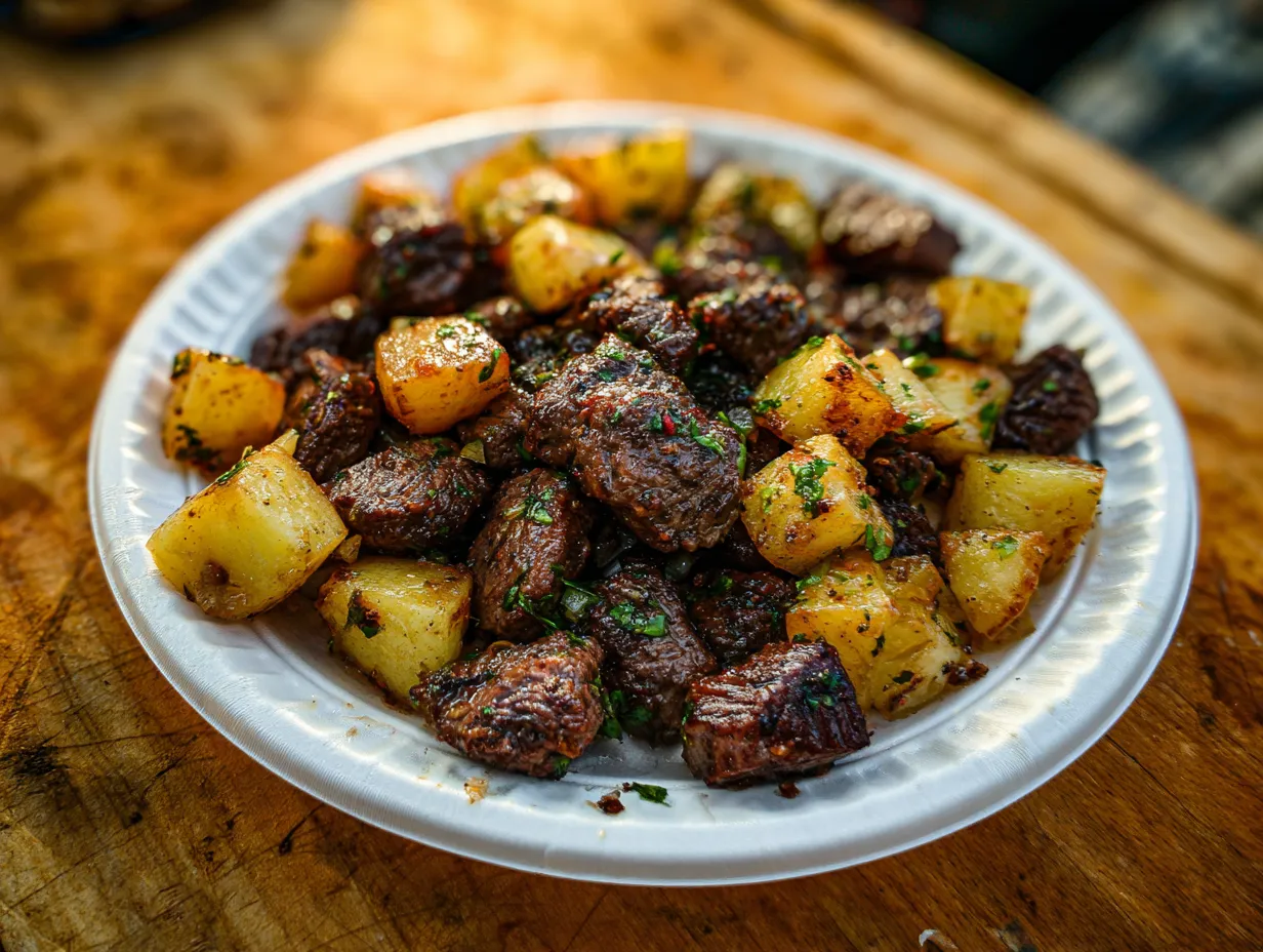 Perfect Garlic Butter Steak Bites with Fresh Herbs and Wine Reduction - tertiary view