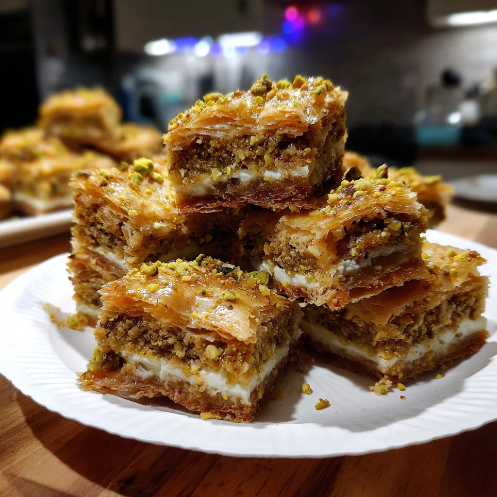 Honey-Drenched Baklava Cream Sandwich Cookies with Crushed Pistachios and Phyllo Crumble