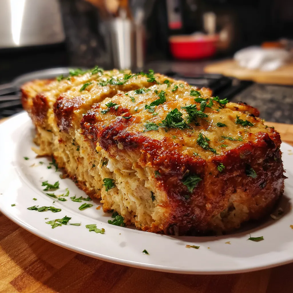 Savory Garlic Parmesan Chicken Meatloaf with Fresh Herbs and Italian Seasonings