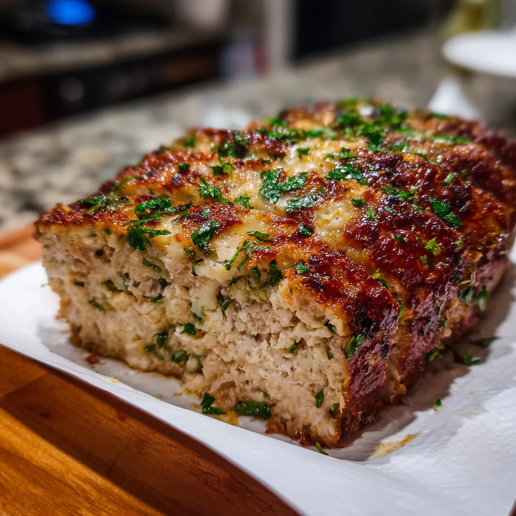 Savory Garlic Parmesan Chicken Meatloaf with Fresh Herbs and Italian Seasonings - secondary view