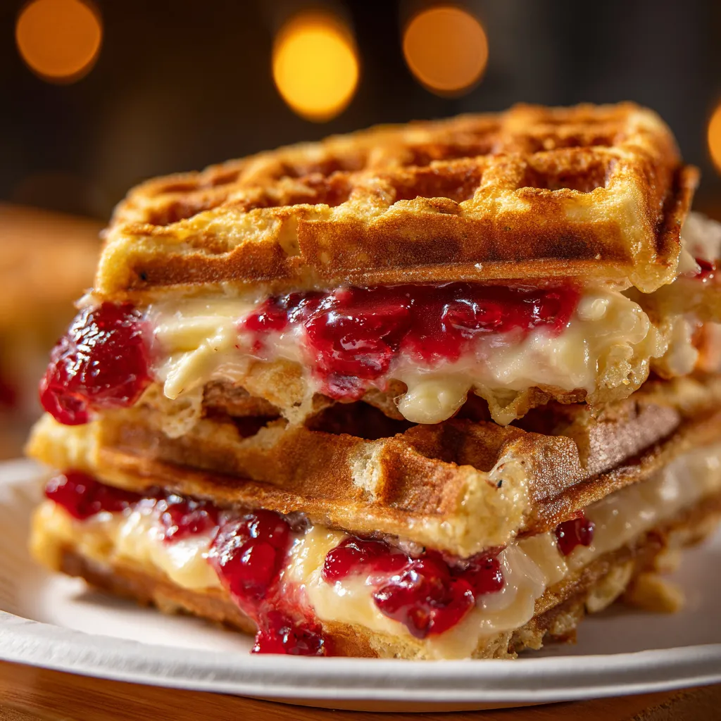Ultimate Sweet Waffle Grilled Cheese Sandwich with Maple Butter and Brie - tertiary view