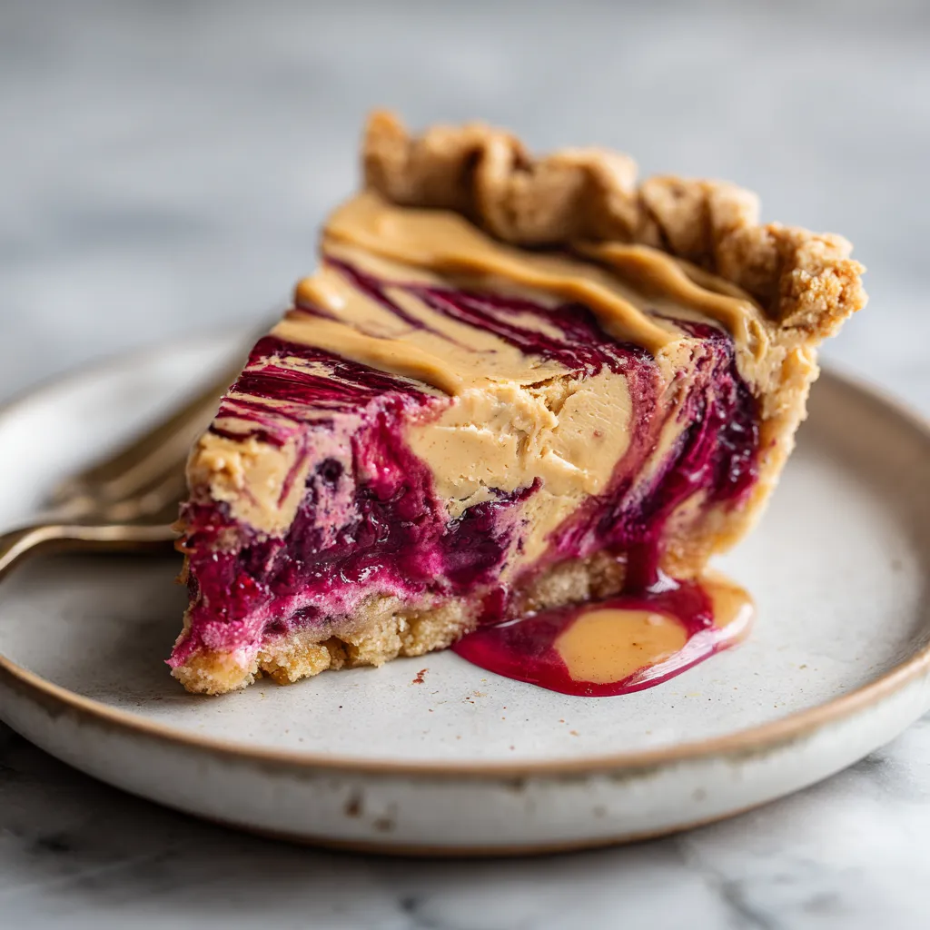 Creamy Peanut Butter and Jelly Pie with Graham Cracker Crust and Fresh Berry Topping - tertiary view
