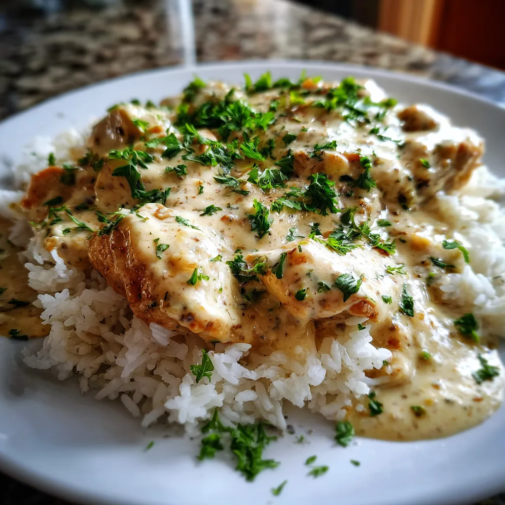 Quick and Easy Creamy Smothered Chicken and Rice One-Pot Wonder