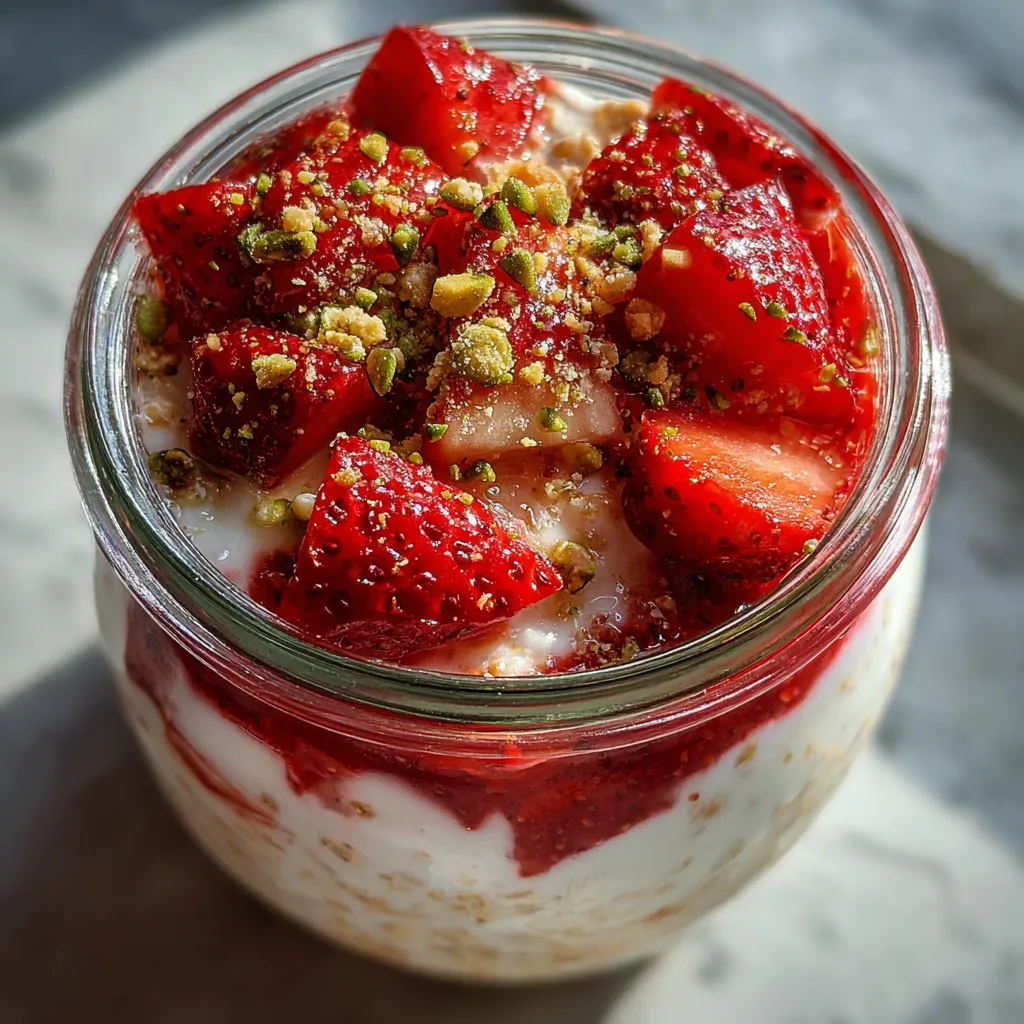 Decadent Strawberry Cheesecake Overnight Oats with Fresh Berry Swirl - secondary view