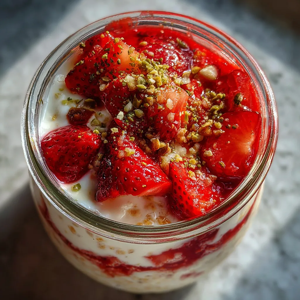 Decadent Strawberry Cheesecake Overnight Oats with Fresh Berry Swirl - tertiary view