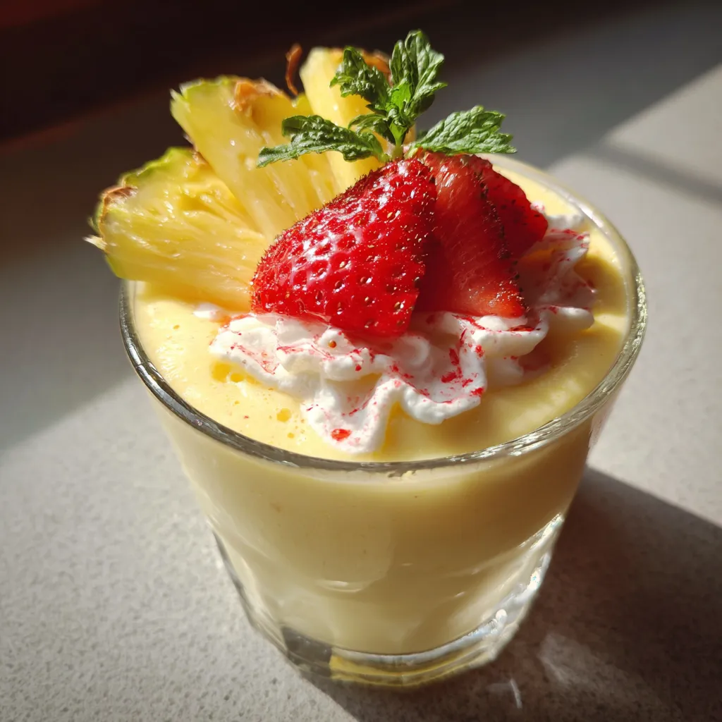 Tropical Mango Strawberry Pina Colada with Fresh Fruit Paradise