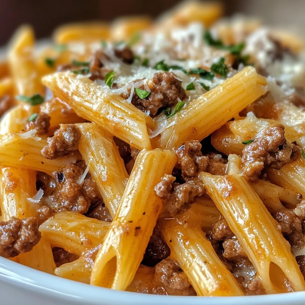 Cheesy Penne with Garlic Butter Ground Beef - Ultimate Comfort Food Recipe - tertiary view