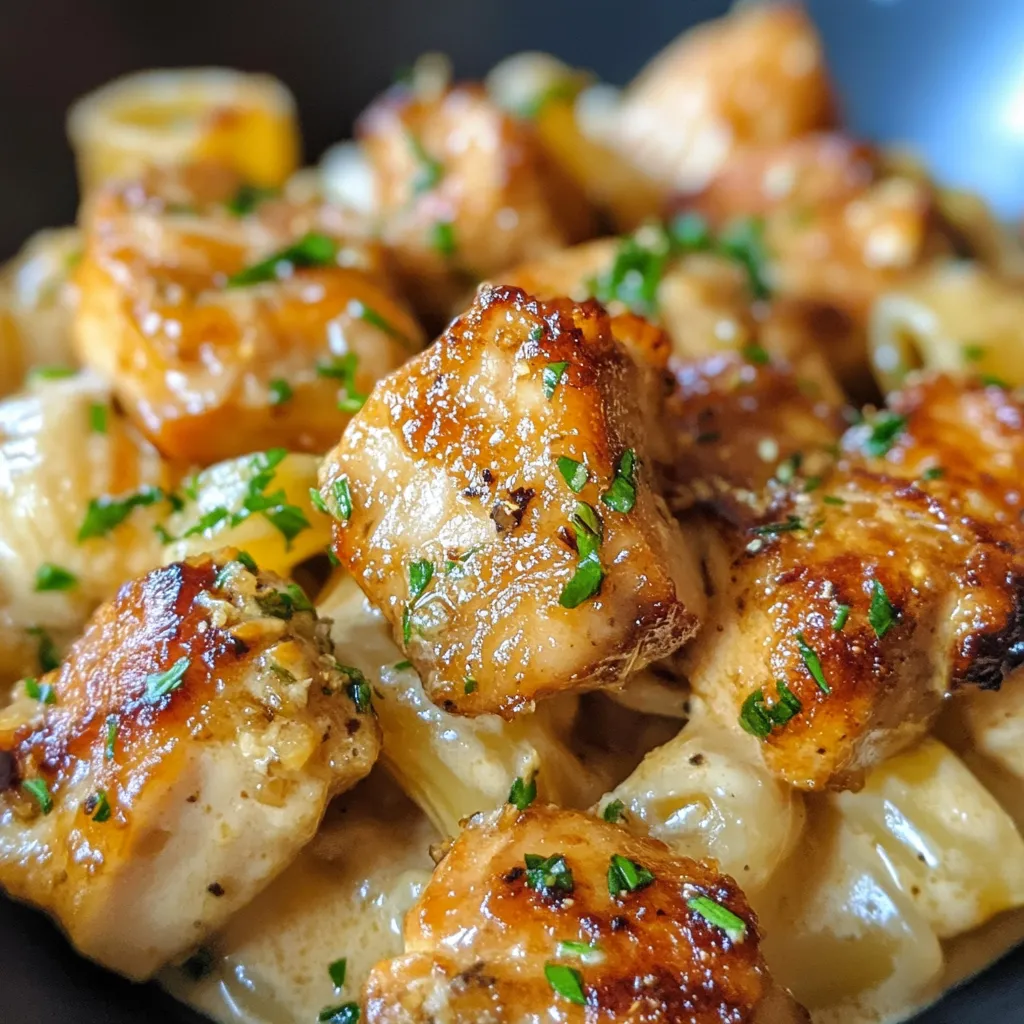 Garlic Butter Chicken Bites with Creamy Pasta - Ultimate Comfort Food Recipe - tertiary view