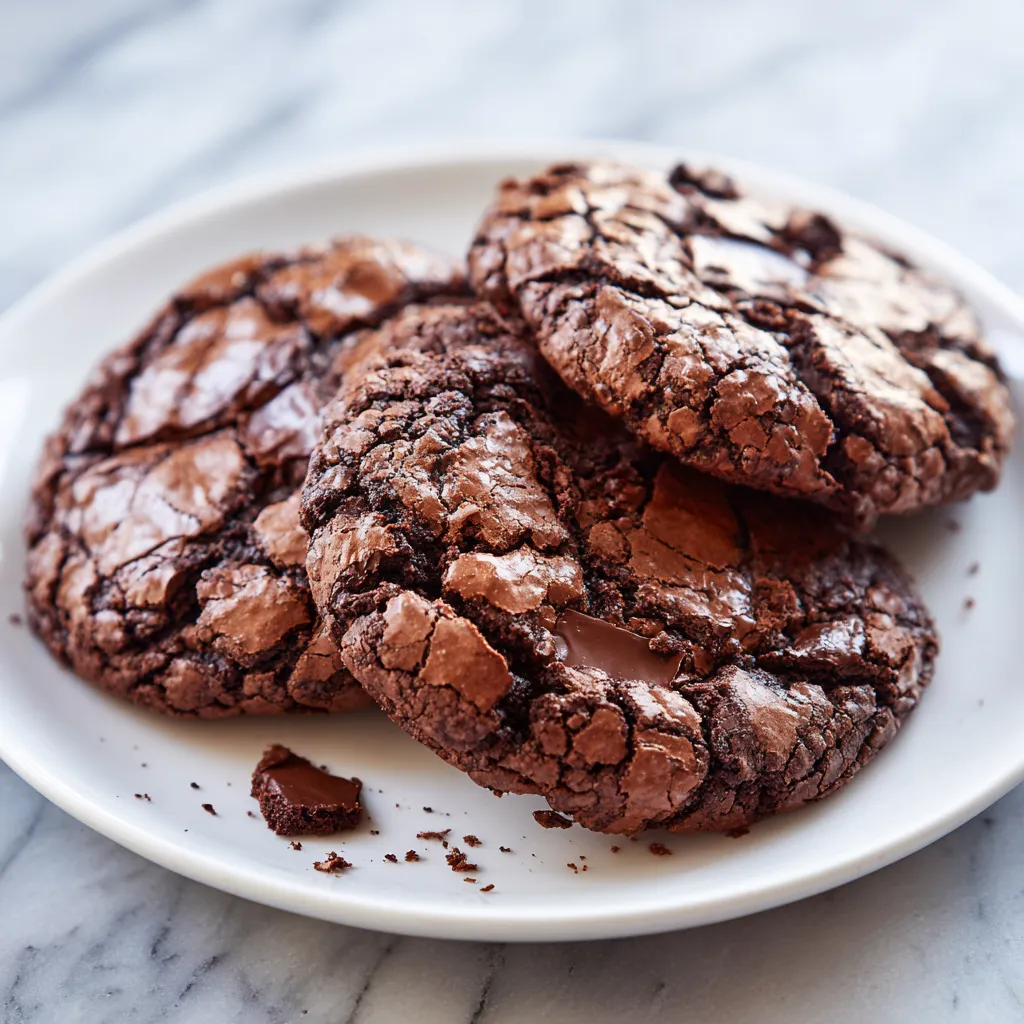 Ultimate Three Chocolate Brownie Cookies with Fudgy Centers and Crackled Tops
