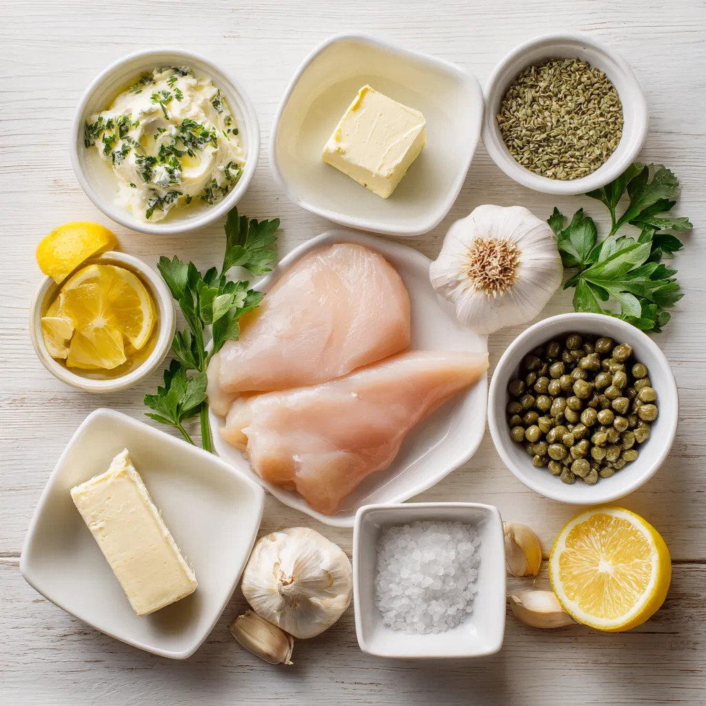 Luxurious Creamy Chicken Piccata Bowls with Lemon Caper Sauce and Herbed Pasta - secondary view