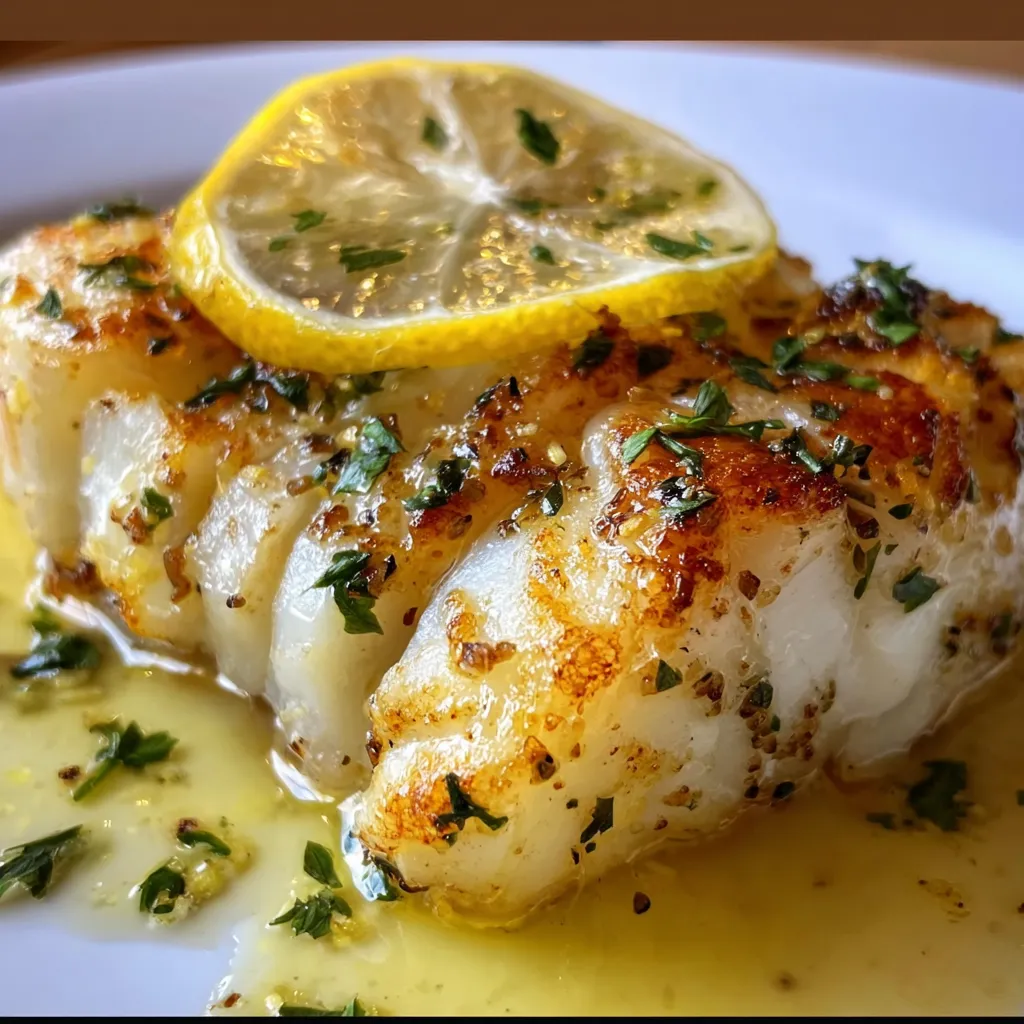 Lemon Butter Baked Cod with Fresh Herbs and Garlic White Wine Sauce