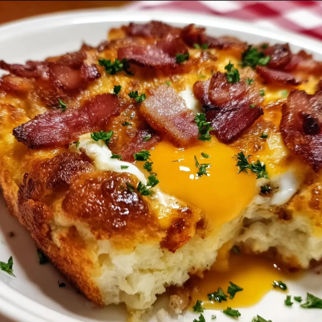 Ultimate Bacon Egg and Cheese Breakfast Bake with Golden Hash Browns and Fresh Herbs - secondary view