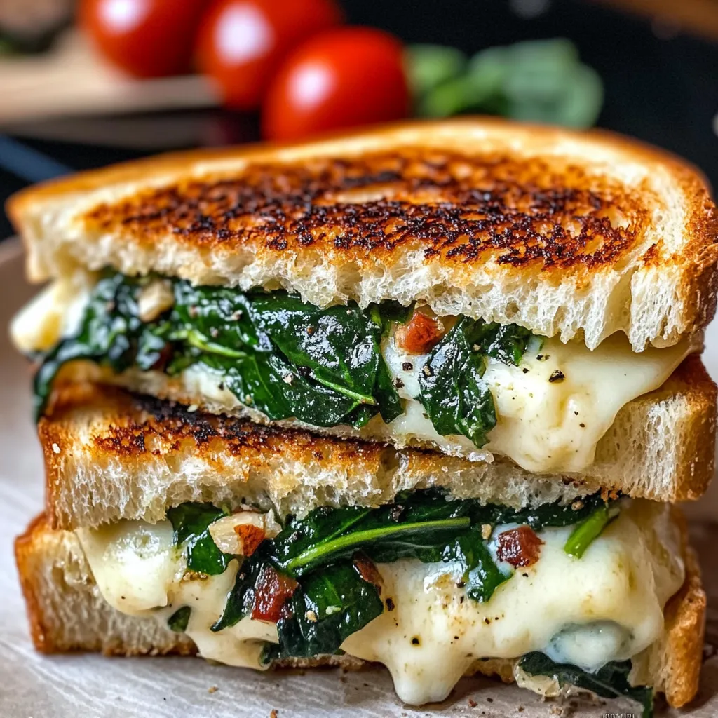 Mediterranean Spinach Grilled Cheese - Gourmet Homemade Recipe - tertiary view