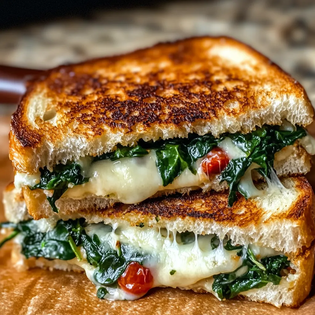 Mediterranean Spinach Grilled Cheese with Sun-Dried Tomatoes, Feta, and Fresh Herbs - secondary view