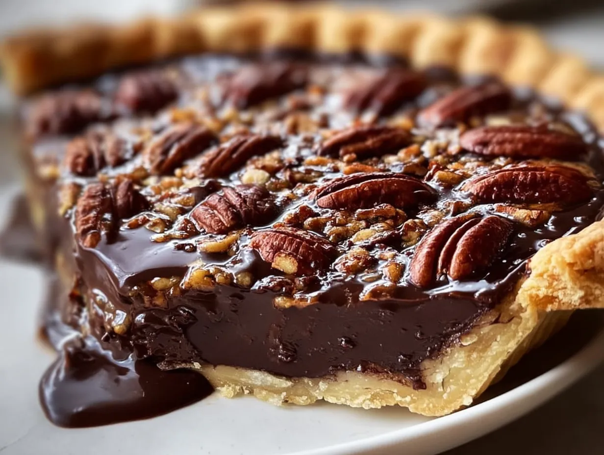 Ultimate Glossy Texas Chocolate Pecan Pie with Rich Filling and Buttery Crust - tertiary view