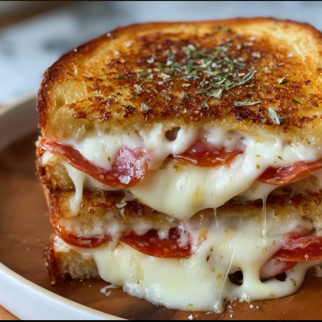 Ultimate Pizza Grilled Cheese with Melted Mozzarella and Pepperoni - secondary view
