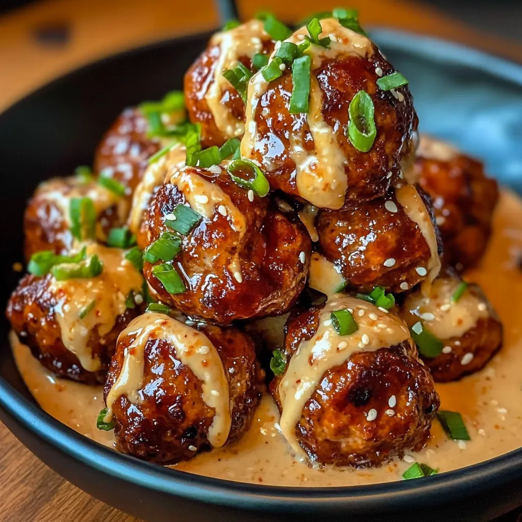 Korean BBQ Glazed Meatballs with Spicy Gochujang Mayo Dipping Sauce