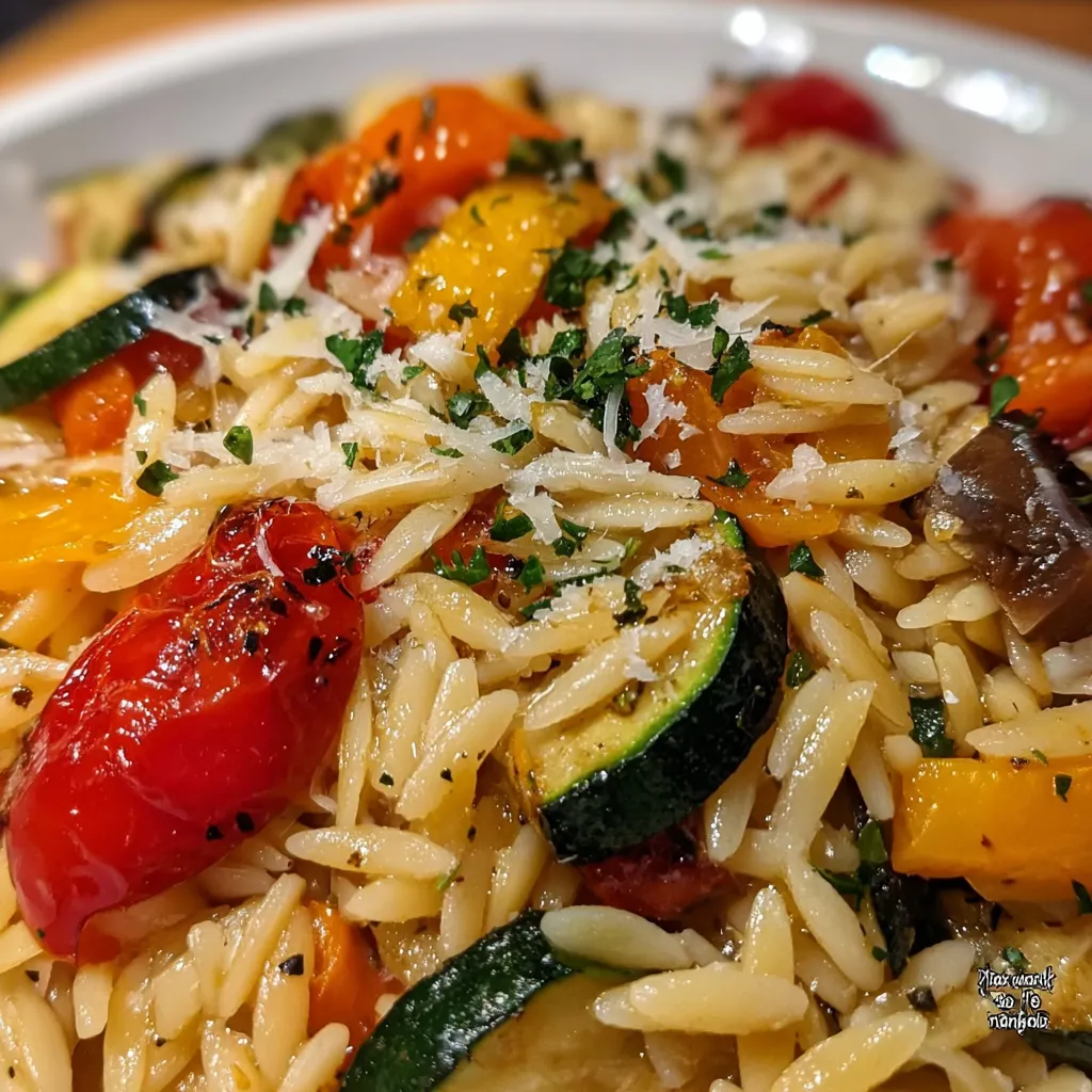 Garlic Parmesan Orzo with Roasted Vegetables - Ultimate Creamy Savory Mediterranean Comfort Experience