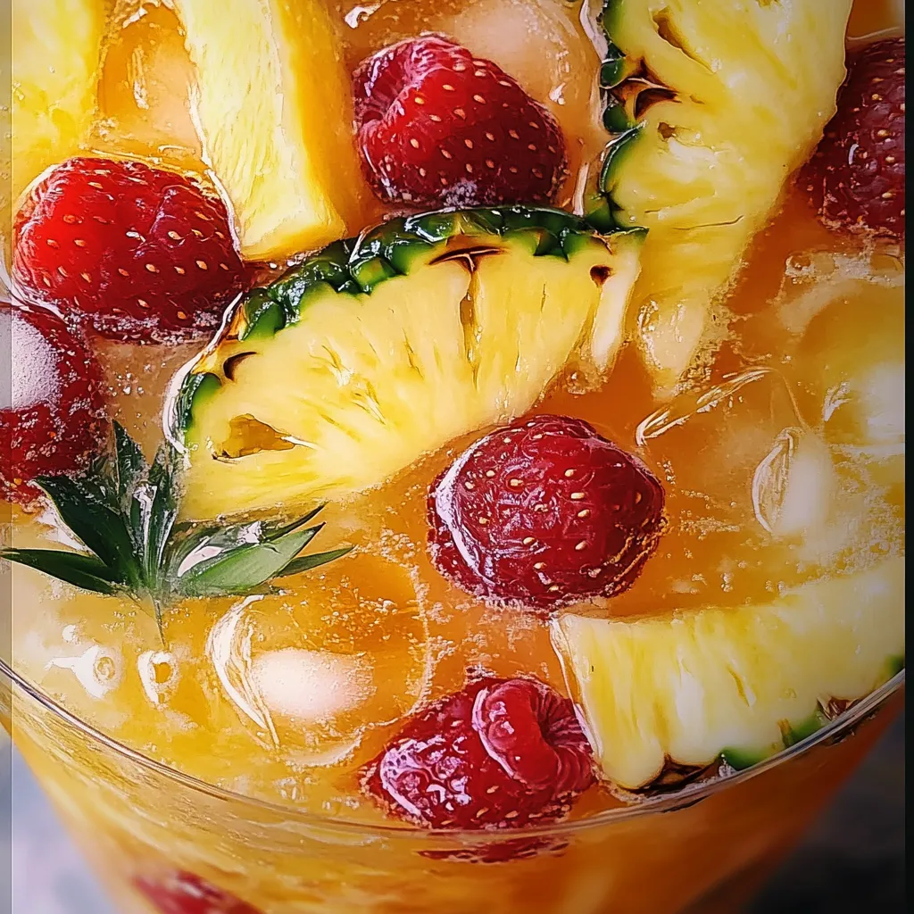 Tropical Pina Colada Sangria with Fresh Pineapple, Coconut Rum, and White Wine