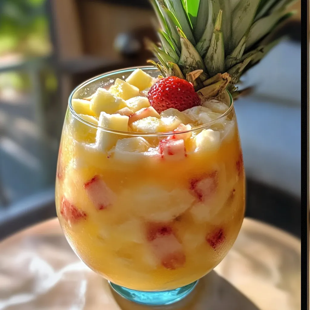 Tropical Pina Colada Sangria with Fresh Pineapple, Coconut Rum, and White Wine - secondary view